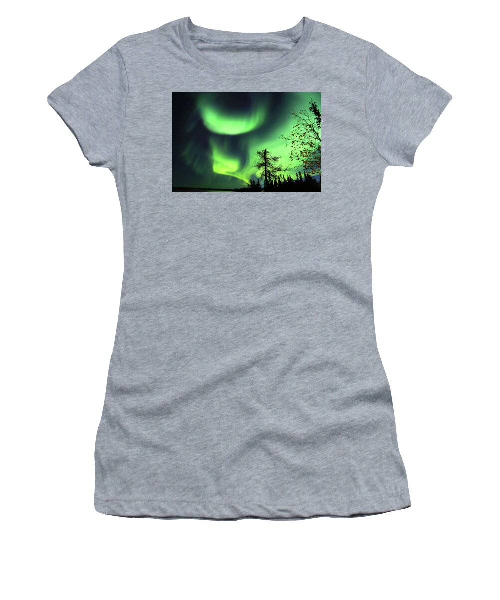 Northern Lights Women's T-Shirt featuring the photograph Northern Lights #6 by Shixing Wen