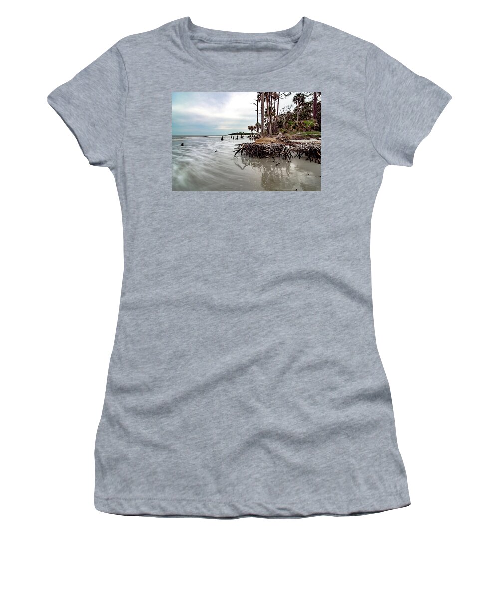Wildlife Women's T-Shirt featuring the photograph Hunting island south carolina beach scenes #50 by Alex Grichenko