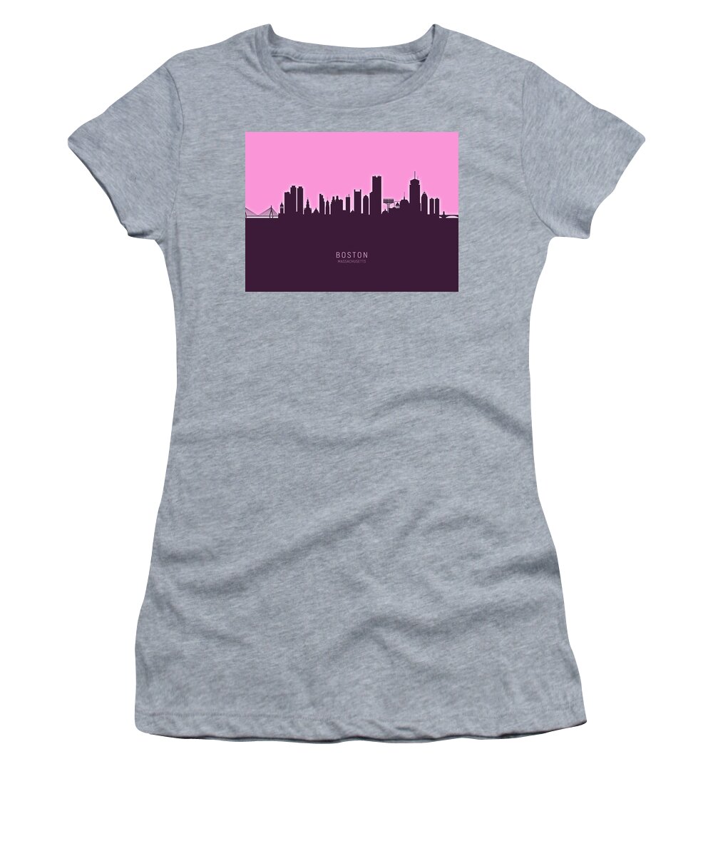 Boston Women's T-Shirt featuring the digital art Boston Massachusetts Skyline #51 by Michael Tompsett