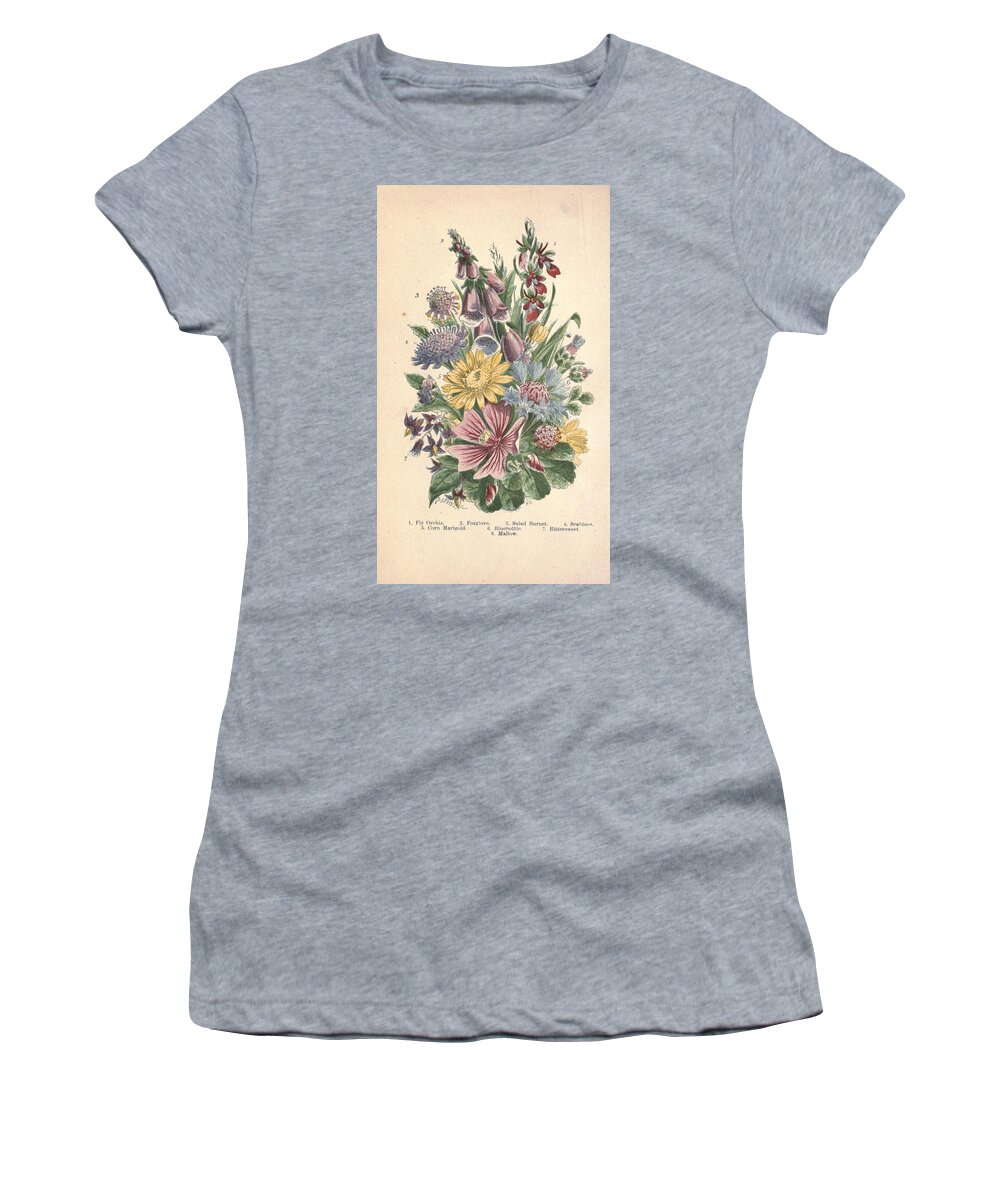 Flower Women's T-Shirt featuring the mixed media Beautiful Vintage Flower #609 by World Art Collective