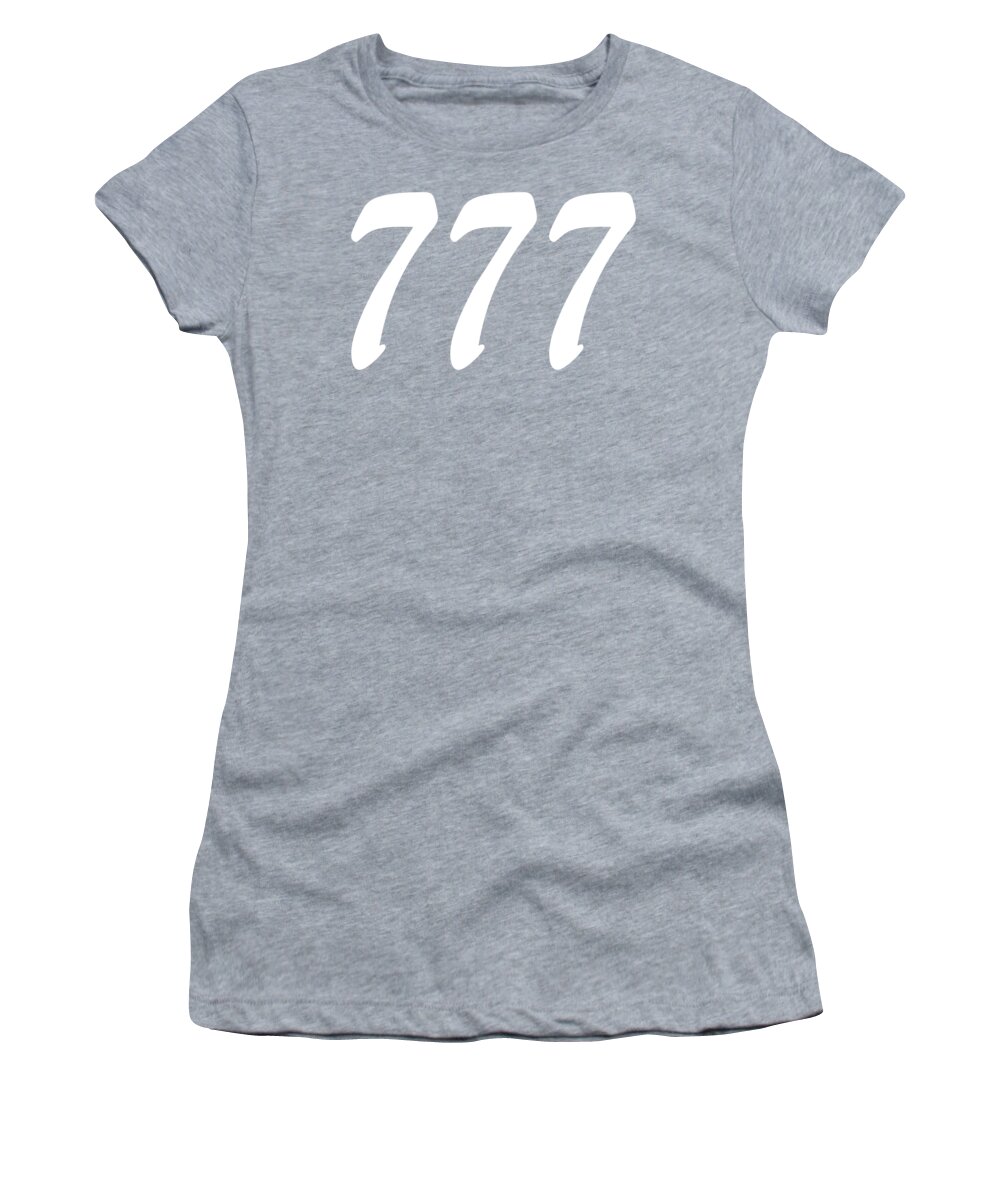 777 Angel Number Women's T-Shirt featuring the digital art 777 Angel Number, 777 Shirt, 777 Spiritual Number, Angel Number Gifts, by David Millenheft