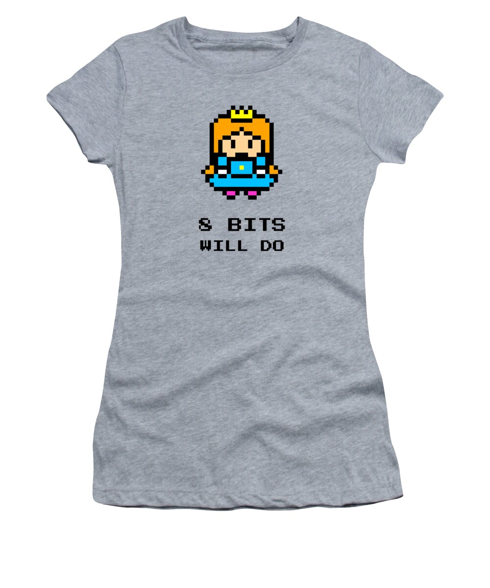 8 Bit Women's T-Shirt featuring the digital art 8 Bits Will Do Retro Computer Gamer Humor 04 by Matthias Hauser
