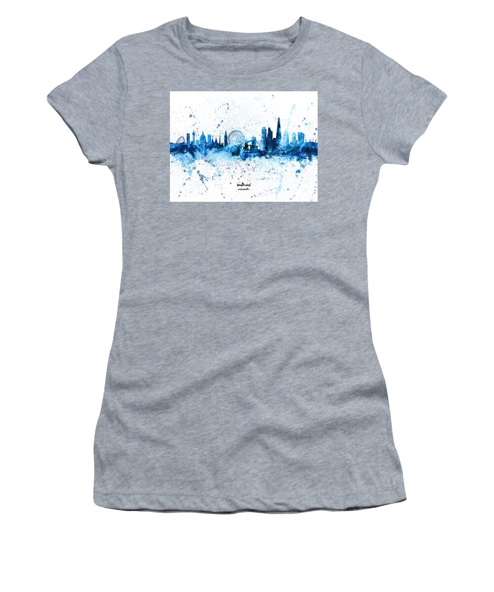 London Women's T-Shirt featuring the digital art London England Skyline #80 by Michael Tompsett