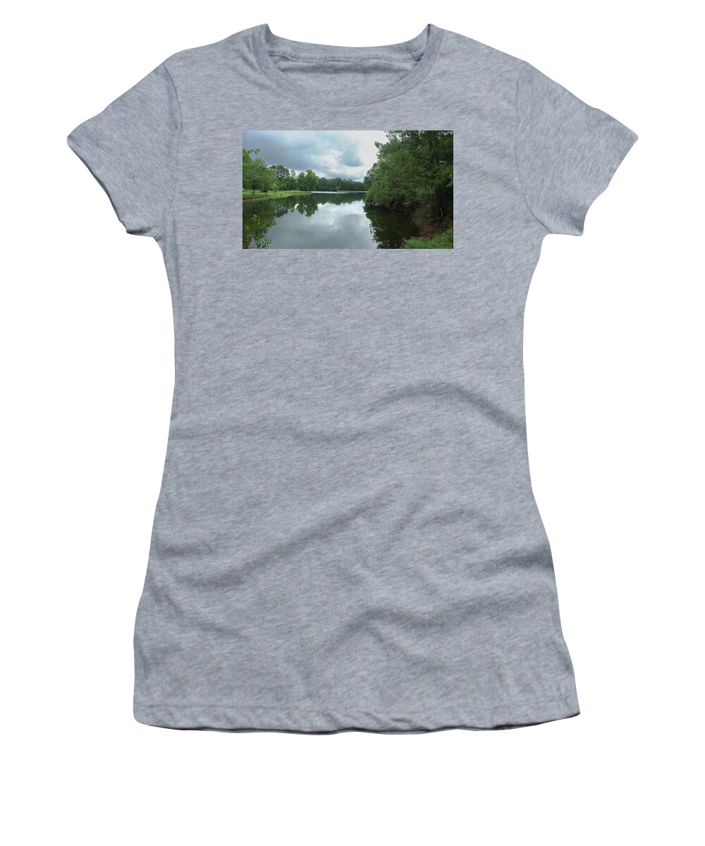 Brooklet Women's T-Shirt featuring the photograph A Brooklet Georgia Pond by Ed Williams