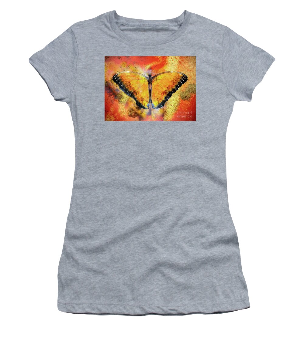 Rose Women's T-Shirt featuring the digital art A Butterfly On Concrete by Anthony Ellis