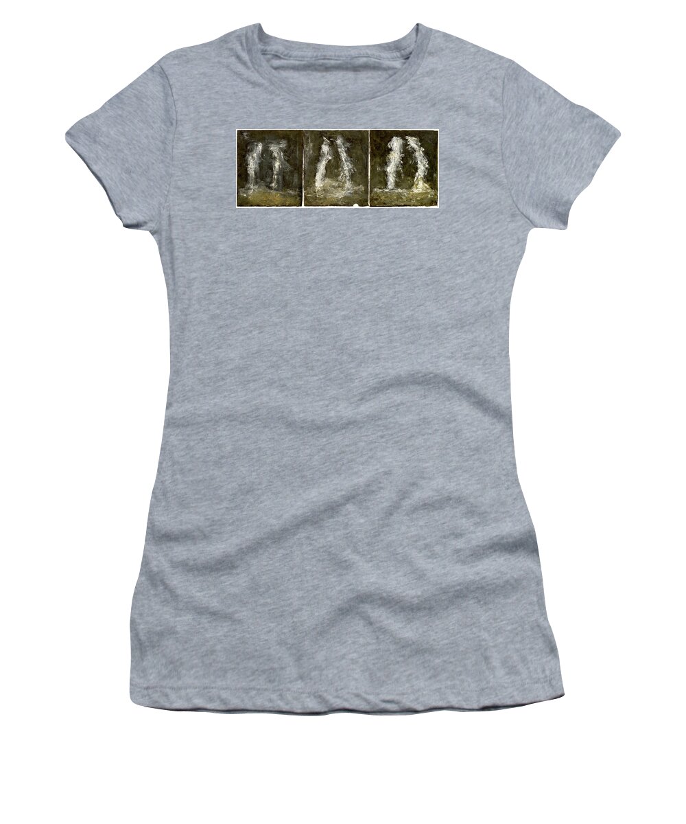 Triptychon Women's T-Shirt featuring the painting A conversation Triptychon by David Euler