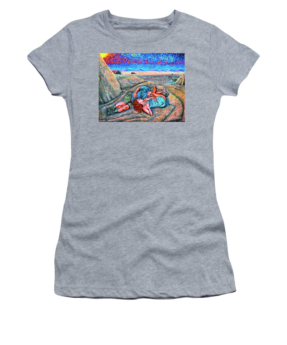Landscape Women's T-Shirt featuring the painting A la campagne/at the country/ by Viktor Lazarev