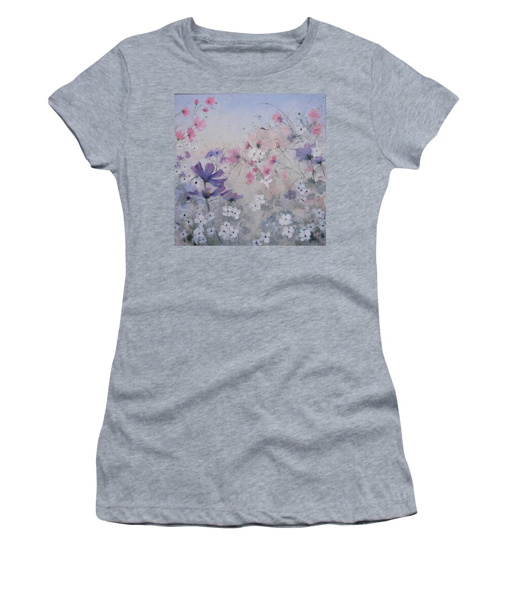 Flowers Women's T-Shirt featuring the painting A Promise of Spring by Laura Lee Zanghetti