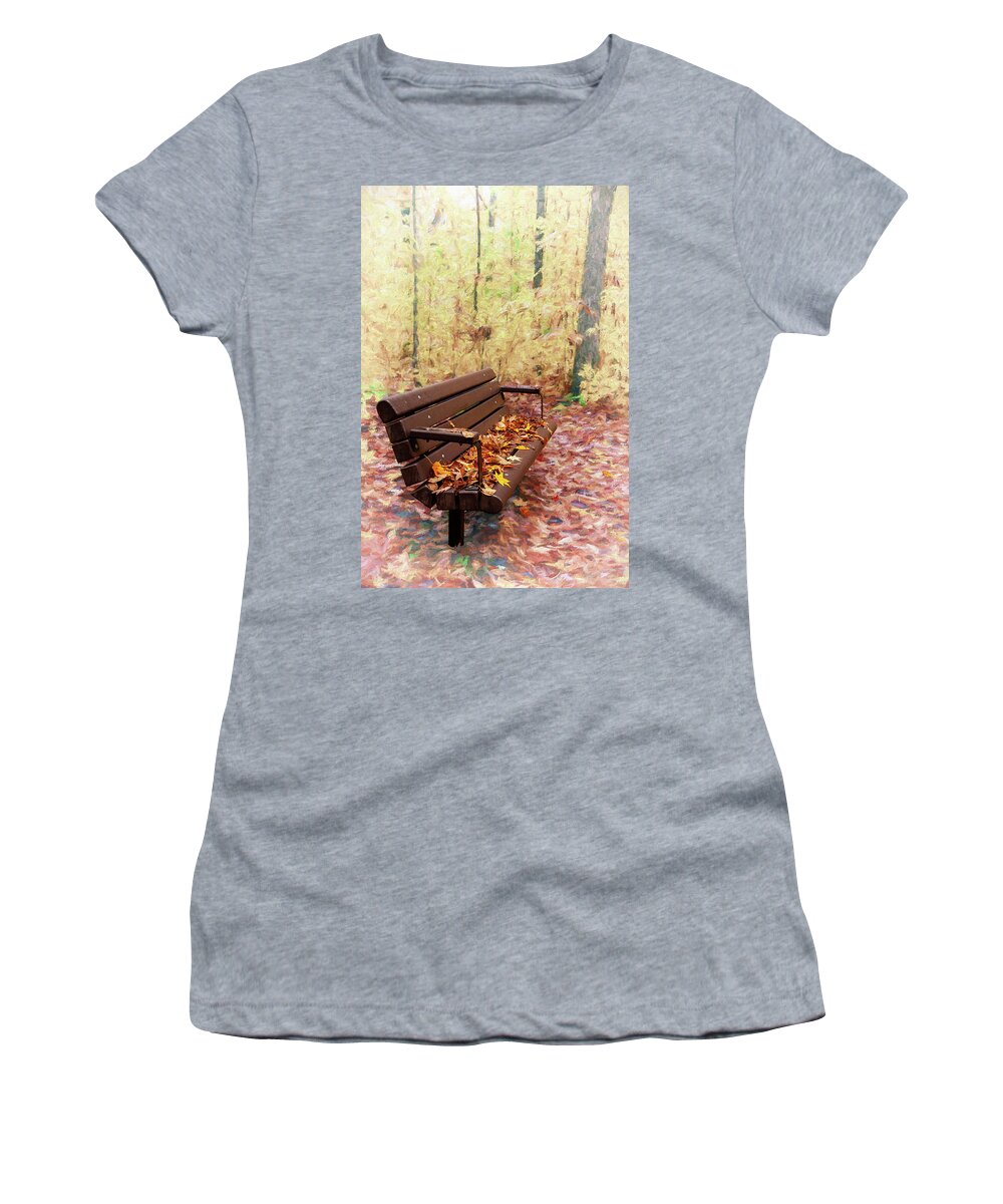 Autumn Women's T-Shirt featuring the painting A Quiet Place to Sit ap by Dan Carmichael