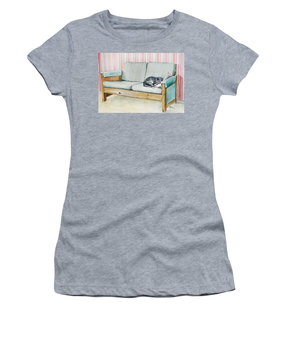 Still Life Women's T-Shirt featuring the painting A Study in Stripes by Merana Cadorette
