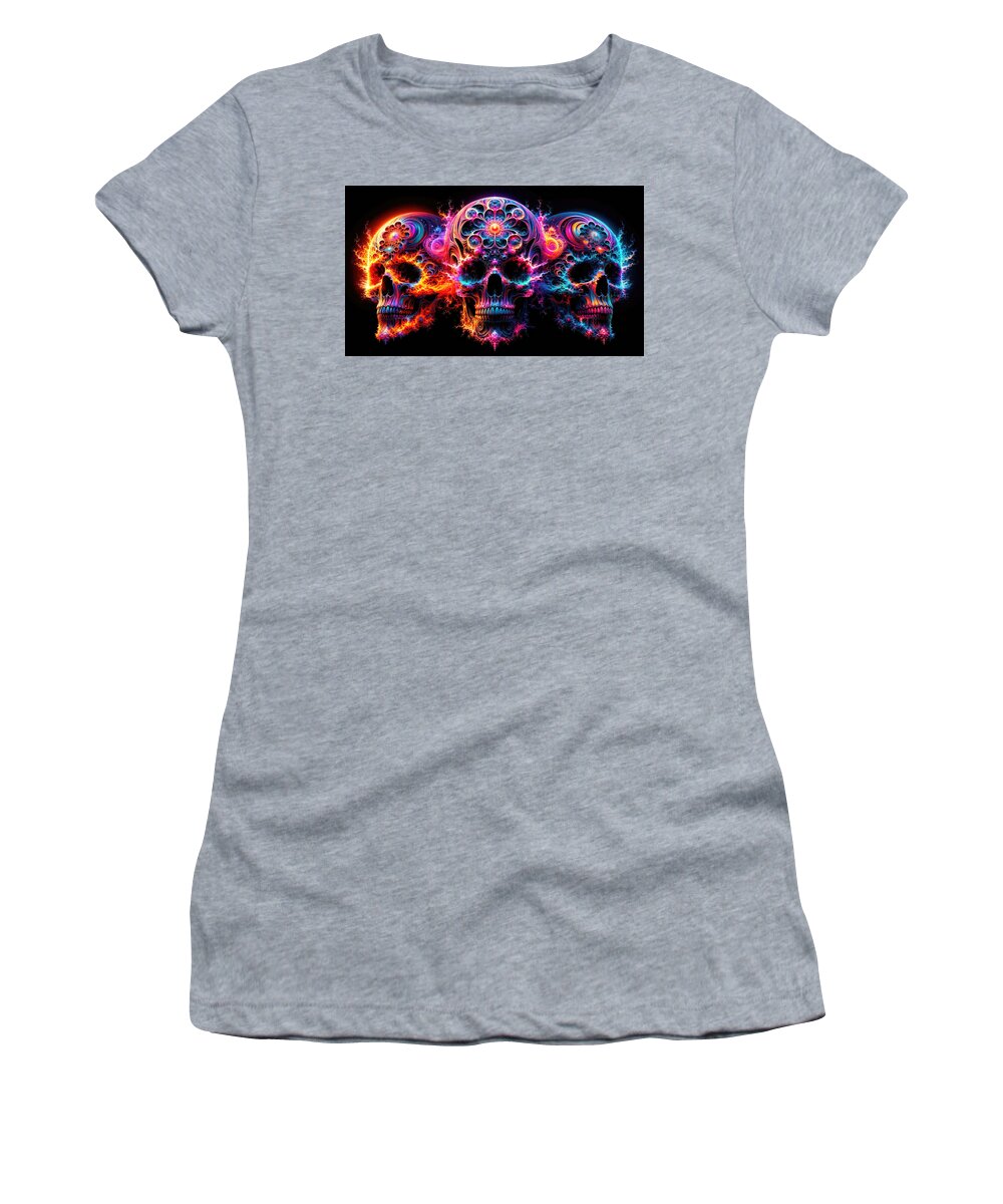Fractal Women's T-Shirt featuring the photograph A Trilogy of Neon Souls by Bill and Linda Tiepelman