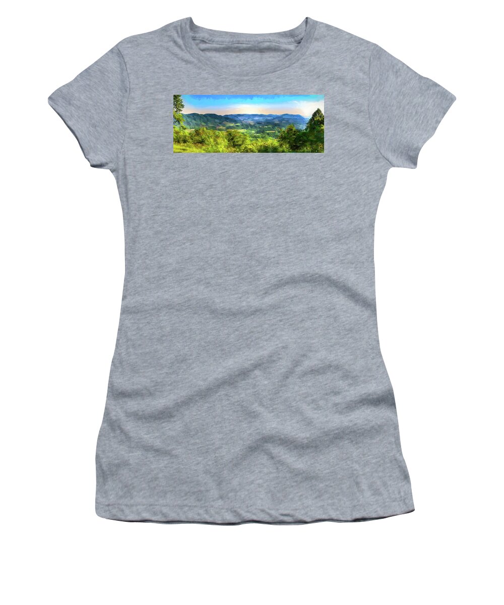 North Carolina Women's T-Shirt featuring the painting A View from the Ridge ap by Dan Carmichael