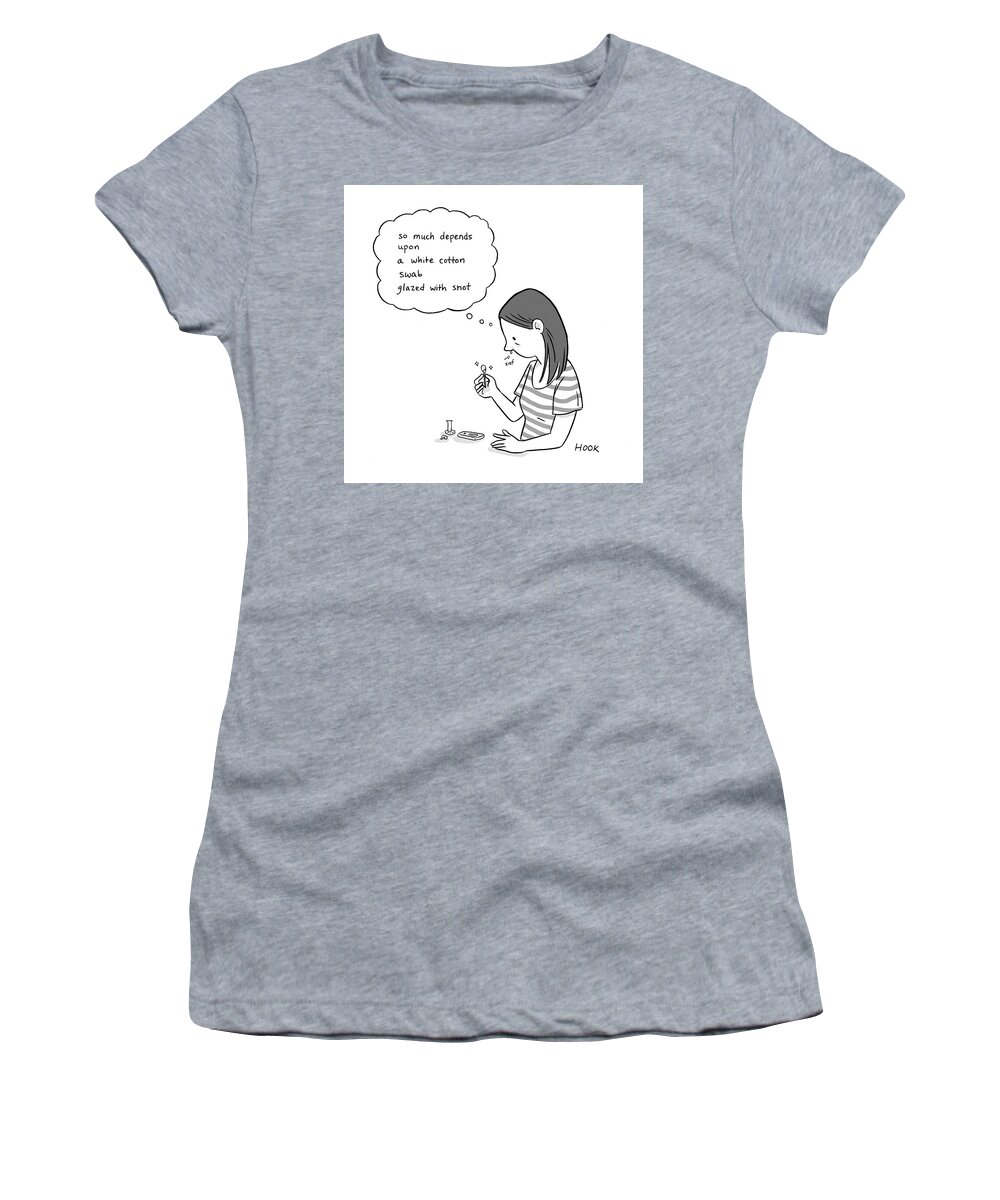 Captionless Women's T-Shirt featuring the drawing A White Cotton Swab by Leise Hook