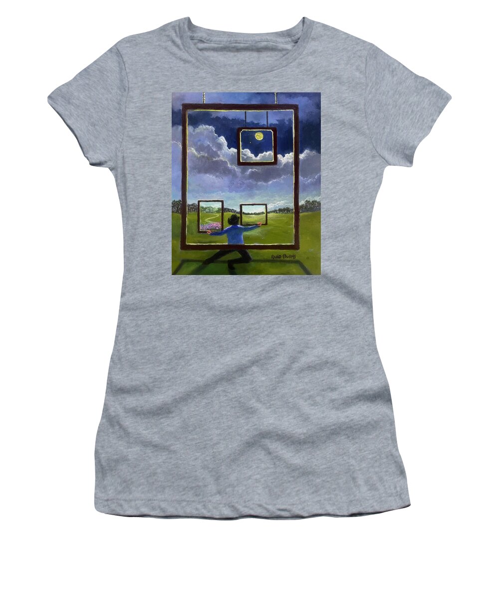 World Women's T-Shirt featuring the painting A World Of Visions by Rand Burns