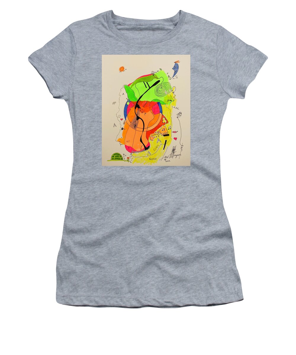  Women's T-Shirt featuring the mixed media A2262A xoxo by Lew Hagood