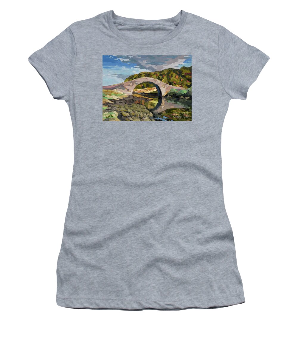 Scotland Women's T-Shirt featuring the painting Abandoned Bridge, 2015 by PJ Kirk