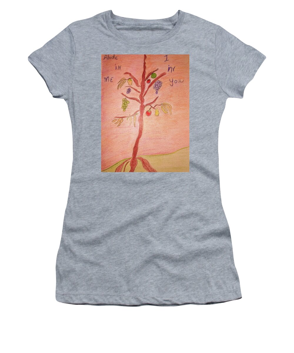 Scripture Women's T-Shirt featuring the drawing Abide by Suzanne Berthier