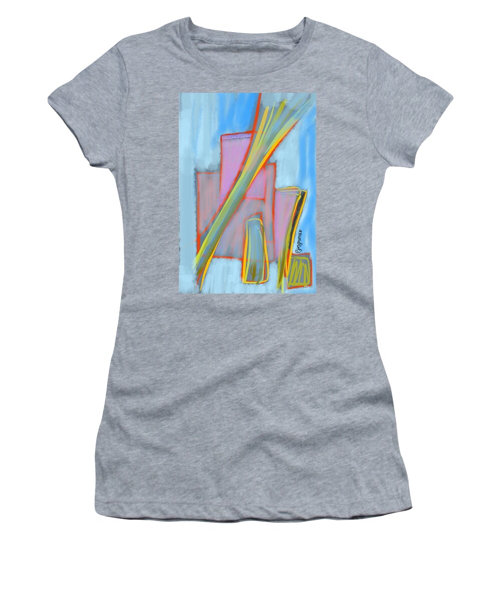 Light Blue Women's T-Shirt featuring the digital art Abstract #3 by Ljev Rjadcenko