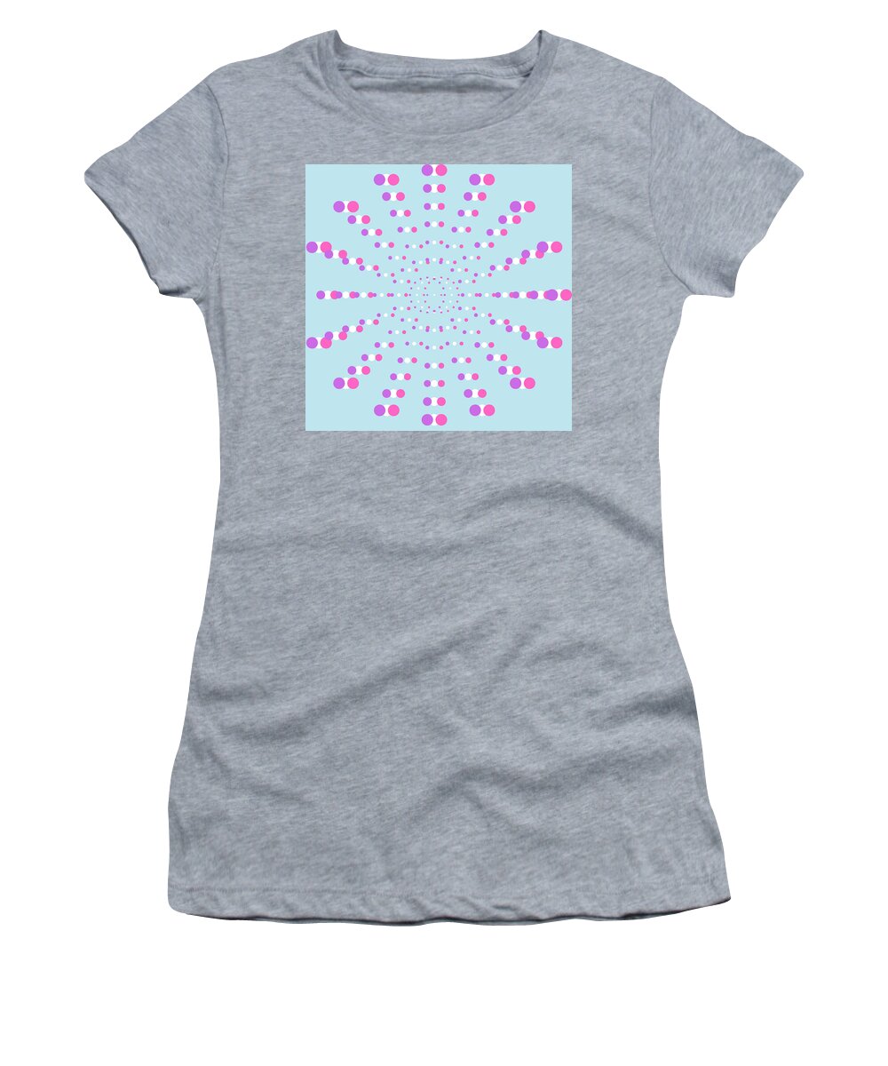Geometric Abstract Art Women's T-Shirt featuring the digital art Abstract Geometic Art in pink, white and purple by Caterina Christakos