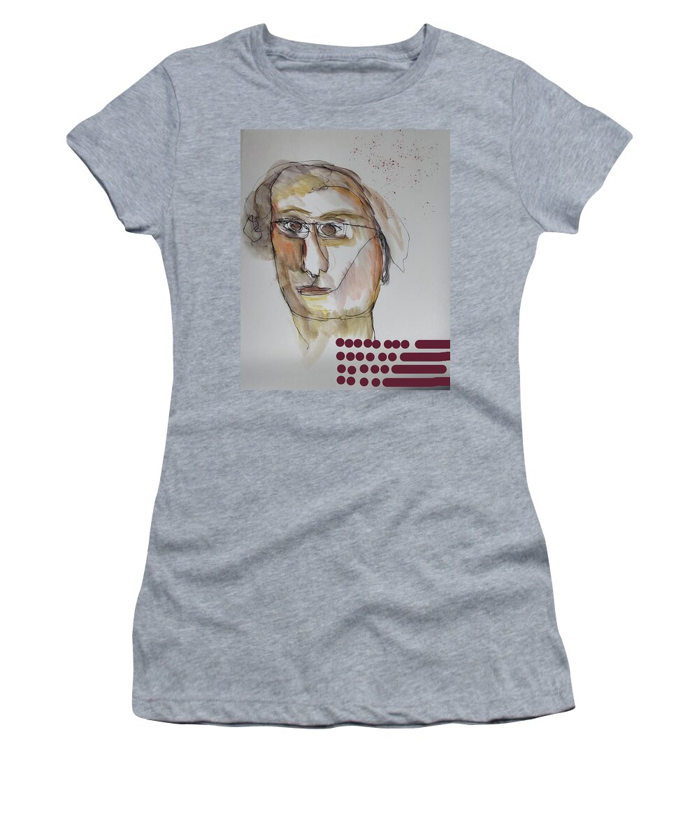 Abstract Women's T-Shirt featuring the painting Abstracted realism portrait 3122023 by Cathy Anderson