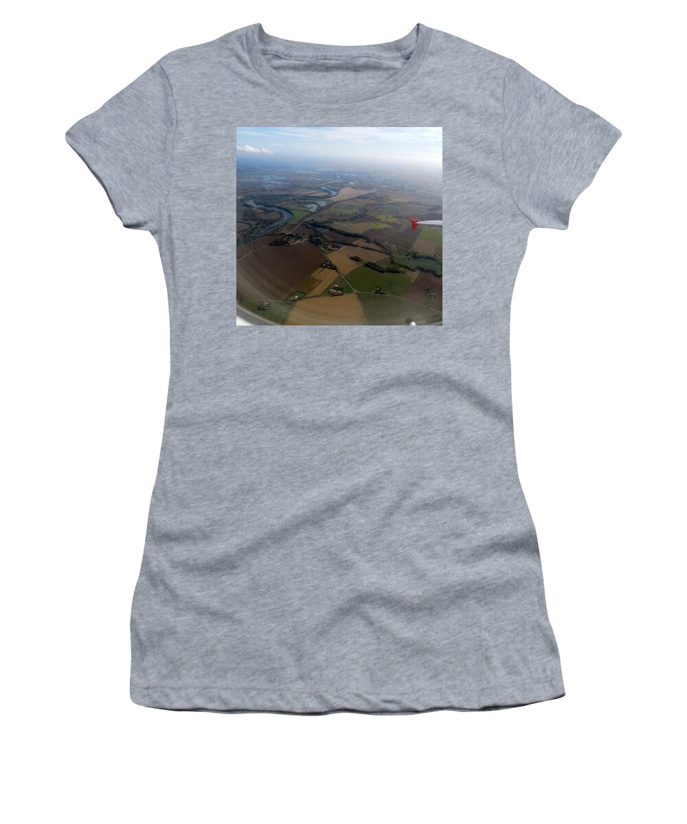 Aerial Women's T-Shirt featuring the photograph Aerial French Countryside VI by Aisha Isabelle