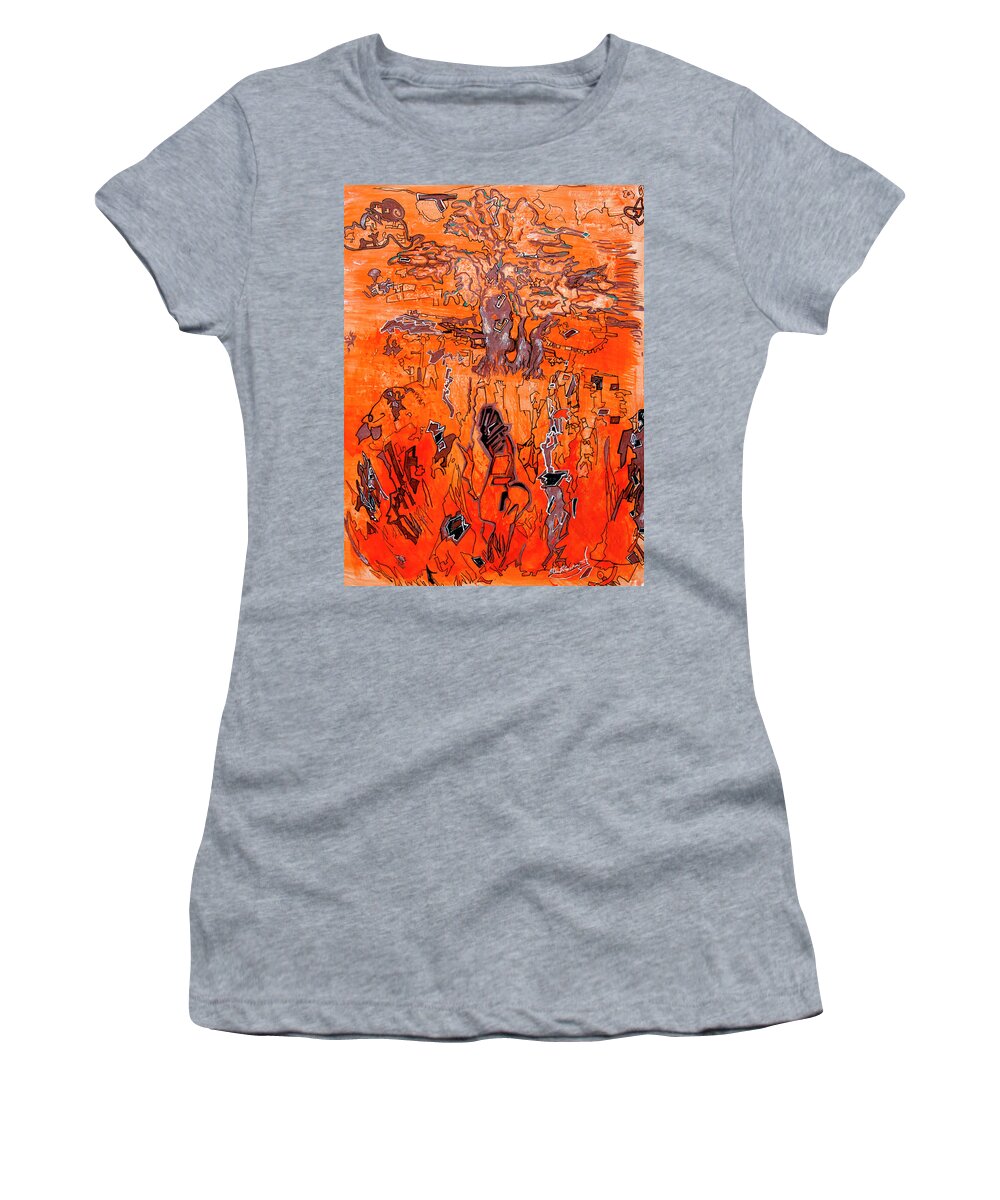 Ellen Palestrant Women's T-Shirt featuring the painting Africa Meets Arizona by Ellen Palestrant