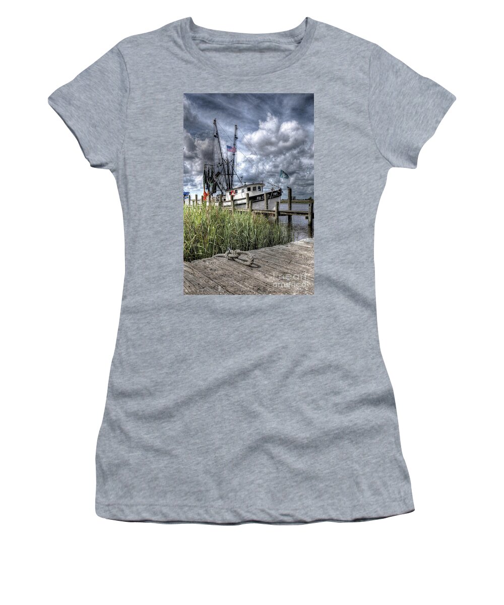 Fishing Boat Women's T-Shirt featuring the photograph After The Catch by Randall Dill