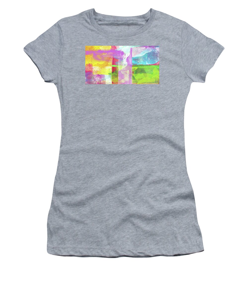 Abstract Women's T-Shirt featuring the painting After The Rain - Colorful Abstract Landscape Art Painting by Modern Abstract
