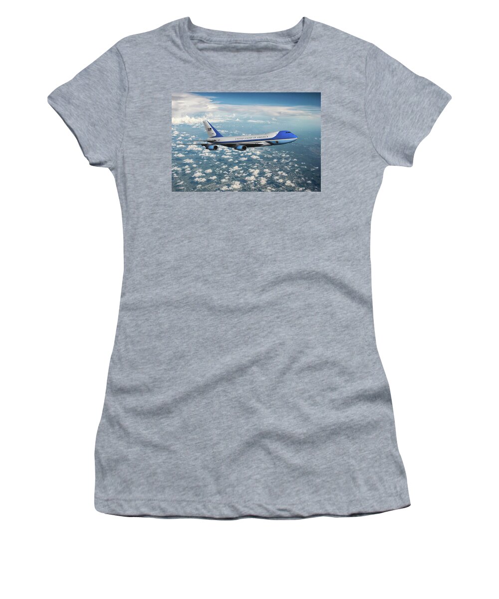U.s. Air Force Women's T-Shirt featuring the mixed media Air Force One VC-25A by Erik Simonsen
