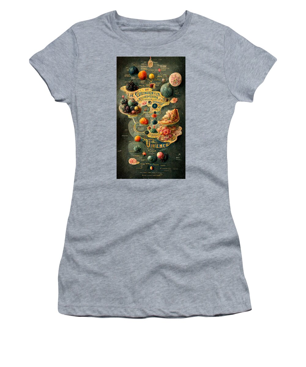 Alien Women's T-Shirt featuring the digital art Alien Map of the Universe by Nickleen Mosher
