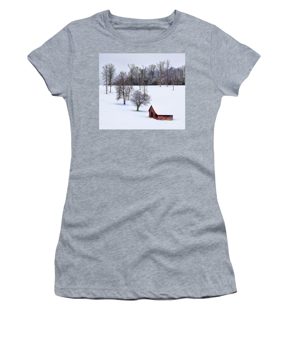 Snow Women's T-Shirt featuring the photograph All is calm... by Rick Lipscomb