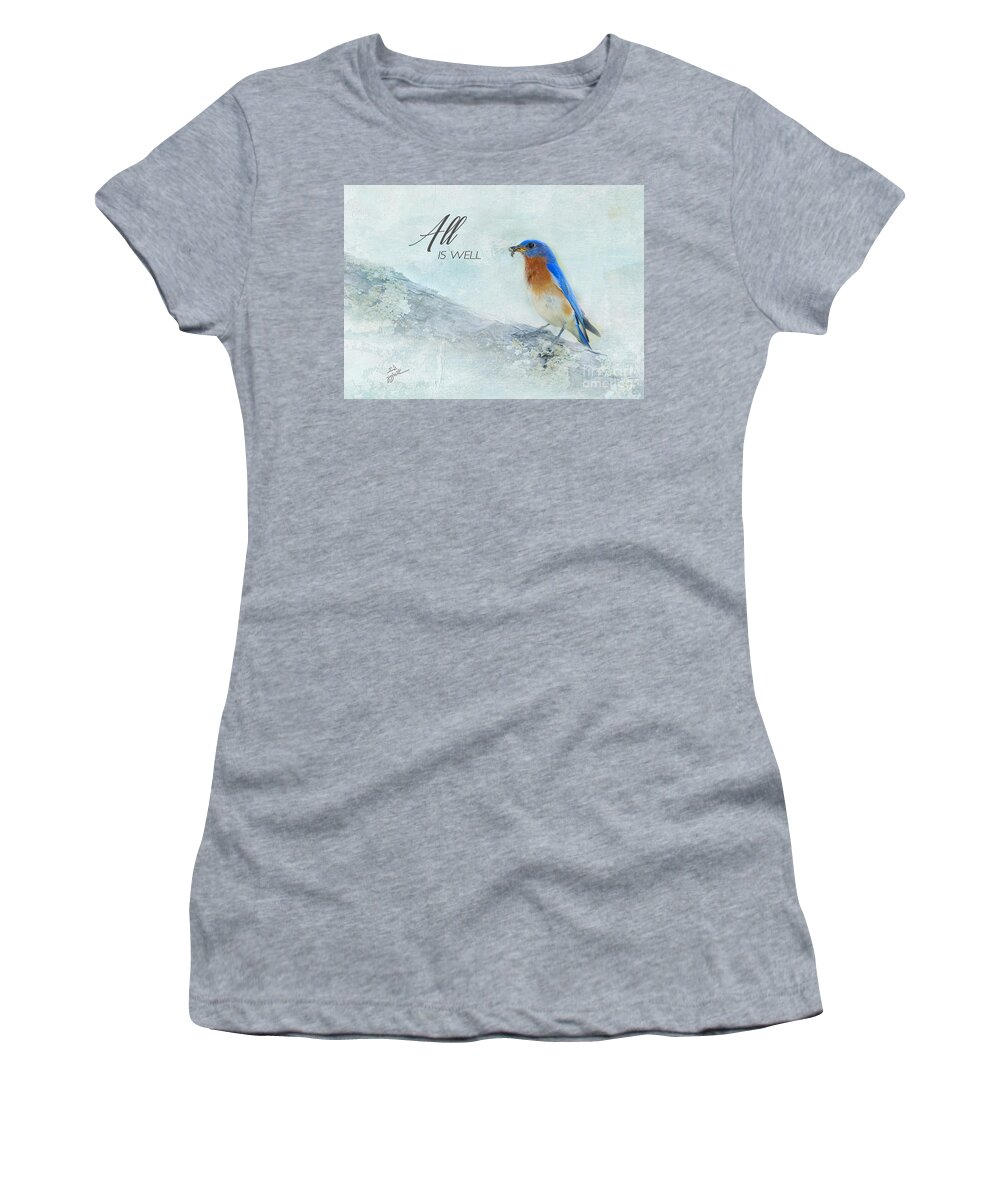 Bluebird Women's T-Shirt featuring the photograph All Is Well, Little Bluebird by TK Goforth