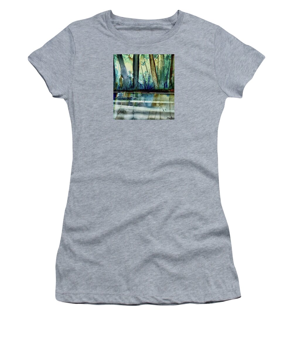 Alligator Women's T-Shirt featuring the painting Alligator Crossing by Cheryl Prather