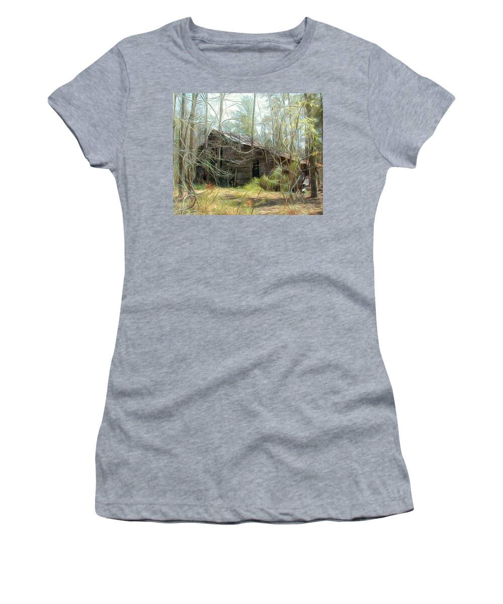 Old Farm House Women's T-Shirt featuring the photograph Almost Forgotten, Lost in Time by Michael Frank