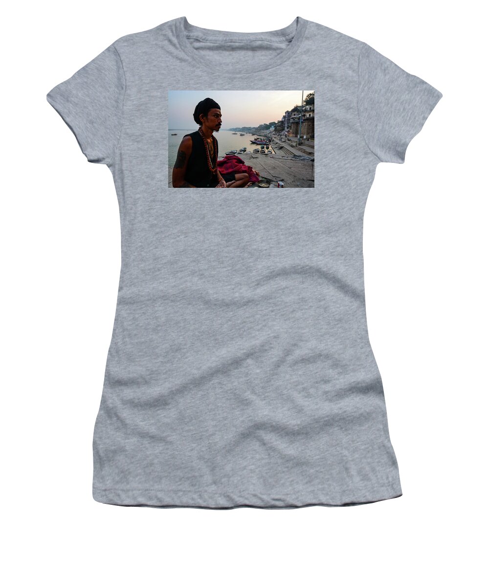Varanasi Women's T-Shirt featuring the photograph Mystic River - Ganges River Ghats, Varanasi. India by Earth And Spirit