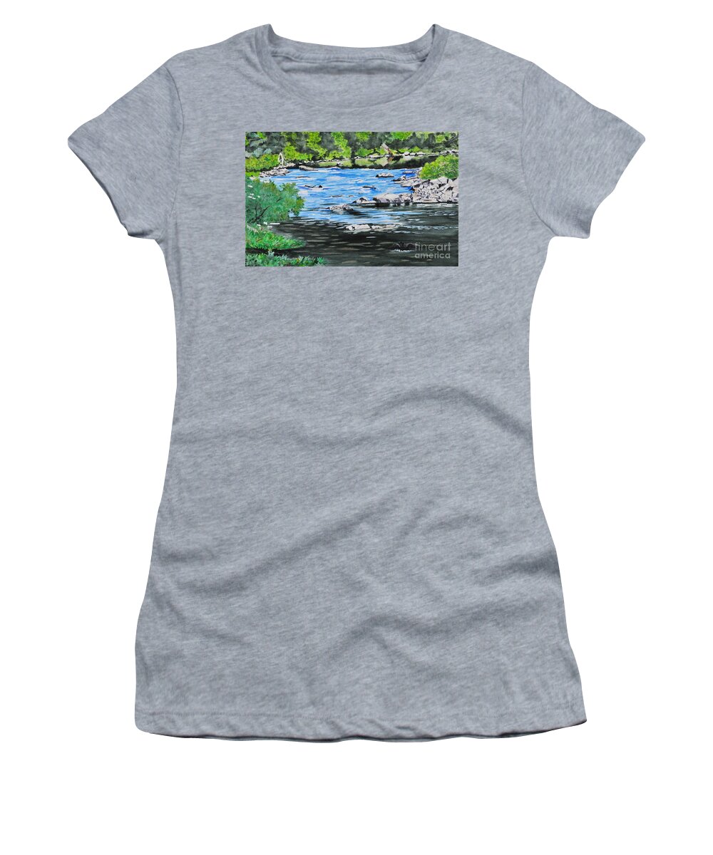 Greenbriar Women's T-Shirt featuring the painting Along the Greenbriar by John W Walker