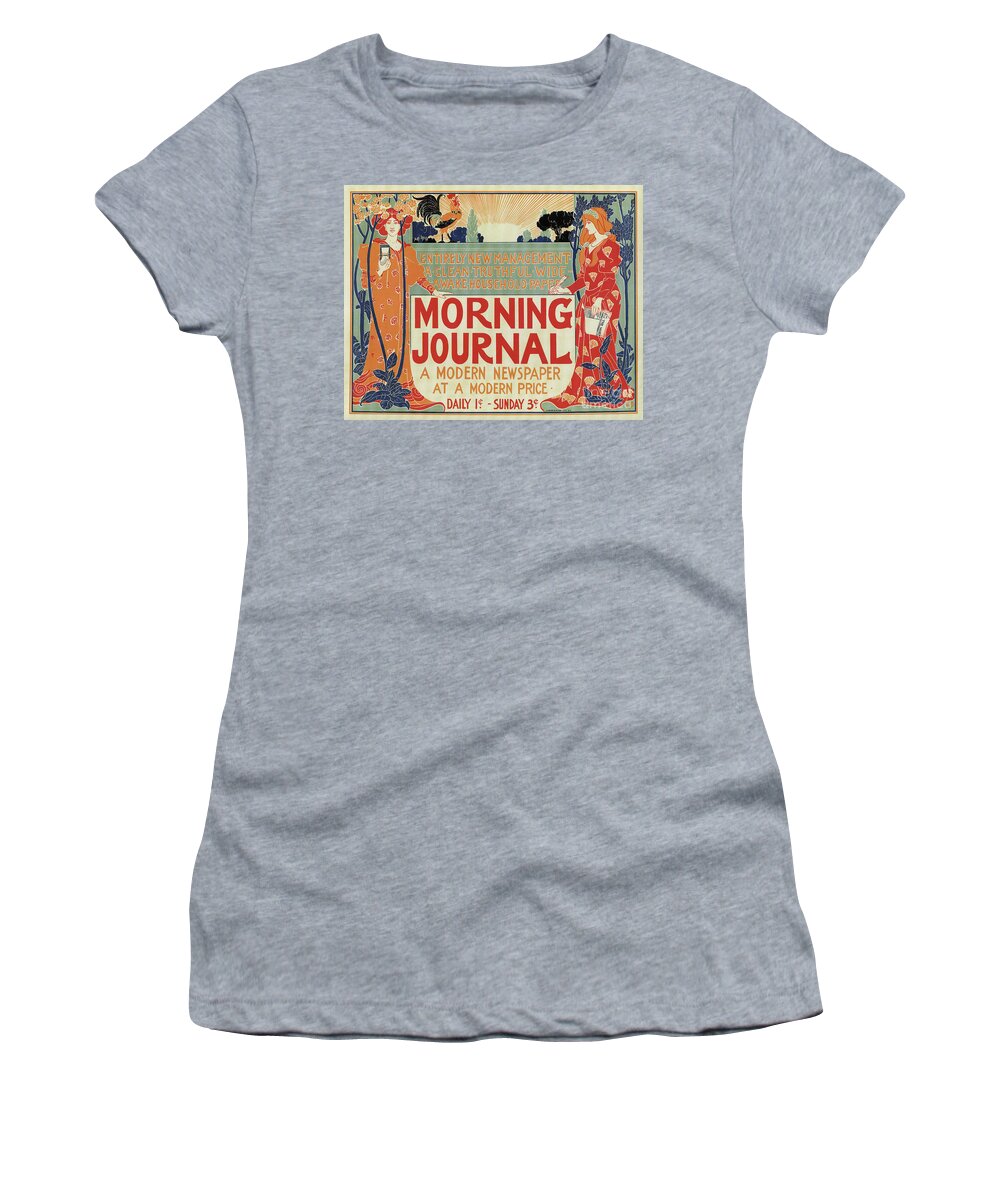 American Women's T-Shirt featuring the drawing American art nouveau newspaper advertising by Heidi De Leeuw