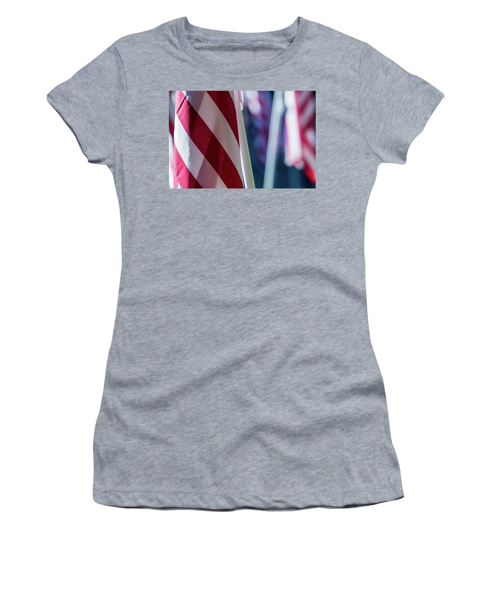 Flag Women's T-Shirt featuring the photograph American Flags 3 by Amelia Pearn