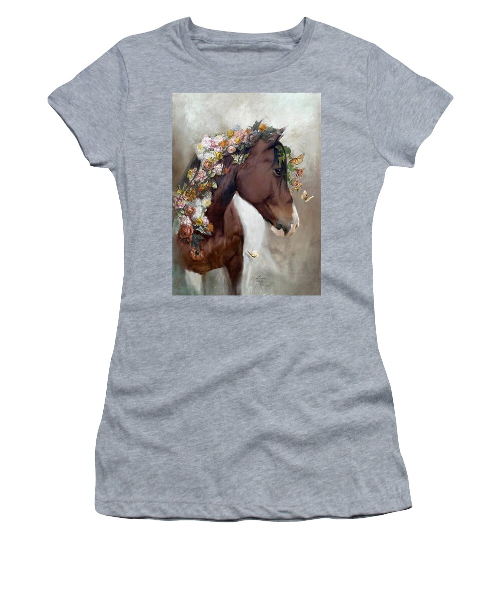  Women's T-Shirt featuring the digital art American paint horse by Dorota Kudyba