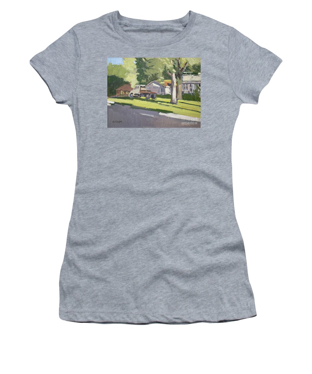 Americana Women's T-Shirt featuring the painting Americana - Des Moines, Iowa by Paul Strahm