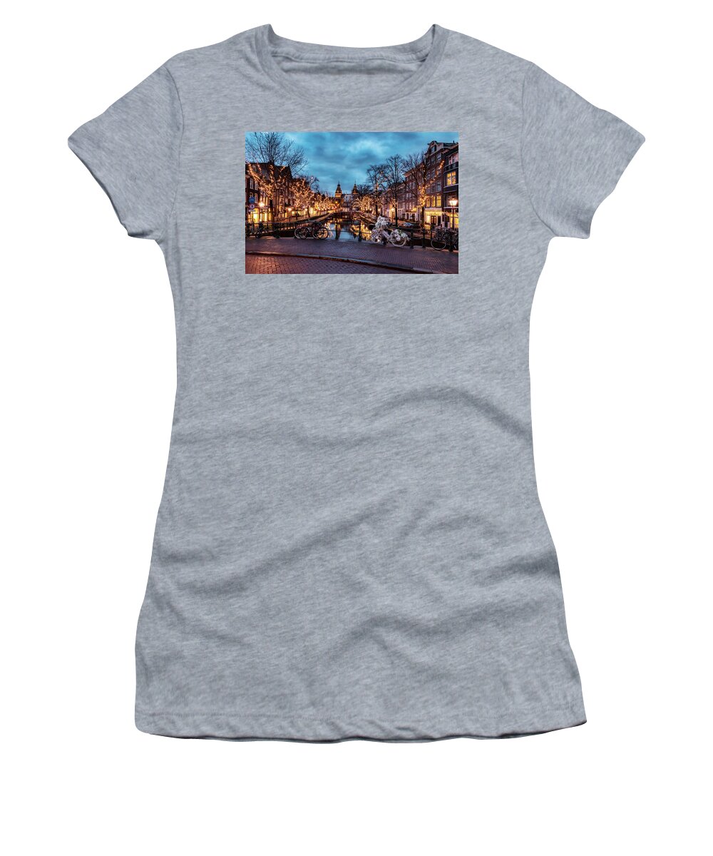 Amsterdam Women's T-Shirt featuring the photograph Amsterdam City Netherlands Photo Image Print By Nadja Drieling Photography Shop Online Art Work #2 by Nadja Drieling - Flower- Garden and Nature Photography - Art Shop