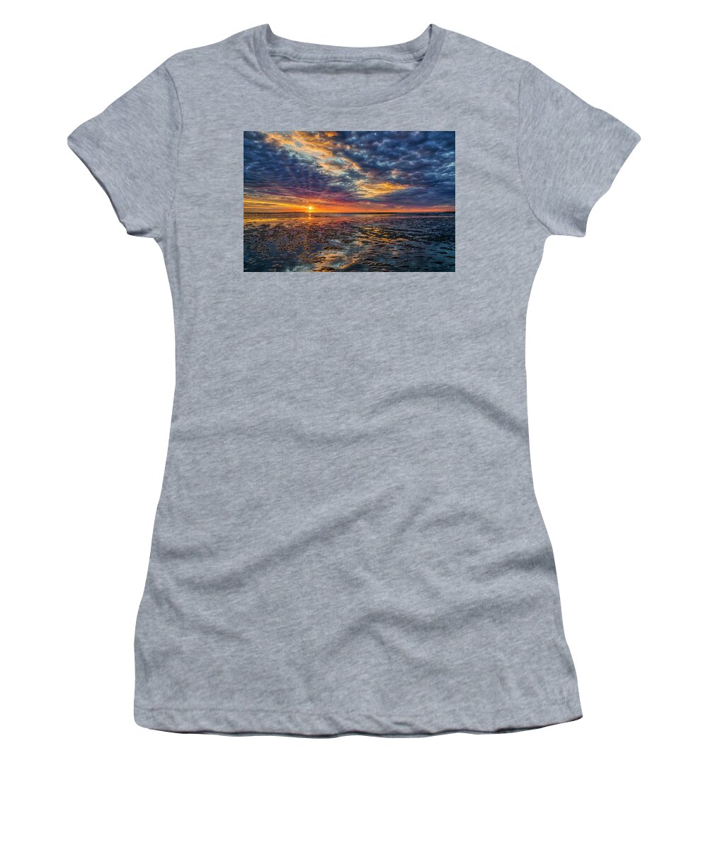 Sunrise Women's T-Shirt featuring the photograph An Ogunquit Sunrise by Penny Polakoff