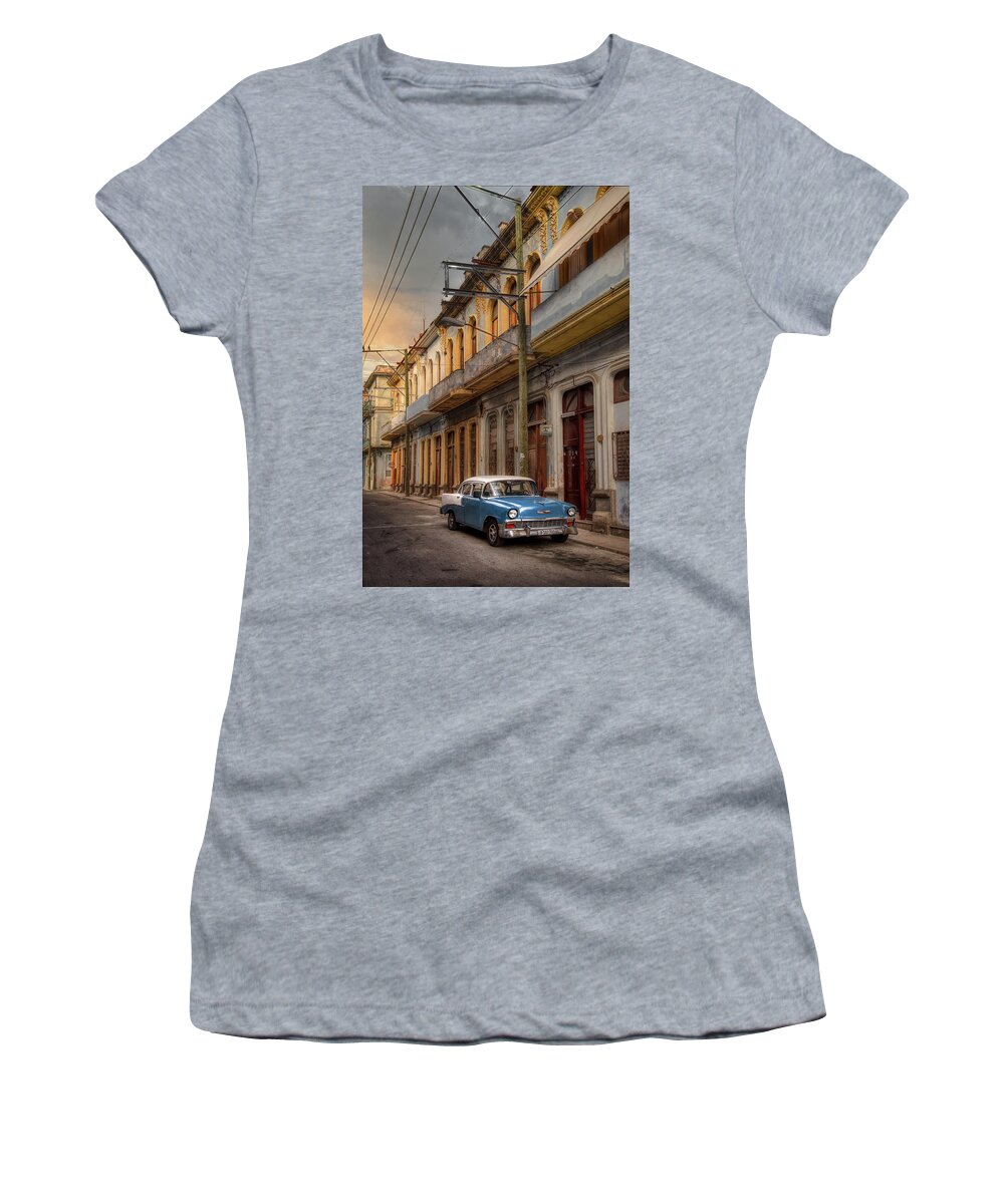 Chevy Women's T-Shirt featuring the photograph An Old Chevy in Salem Street by Micah Offman