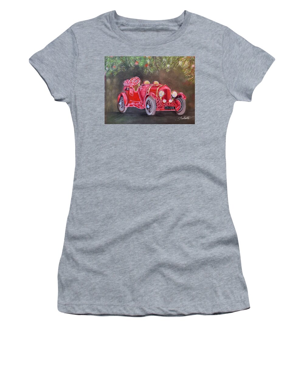 Christmas Women's T-Shirt featuring the pastel An Old Fashioned Christmas by Juliette Becker