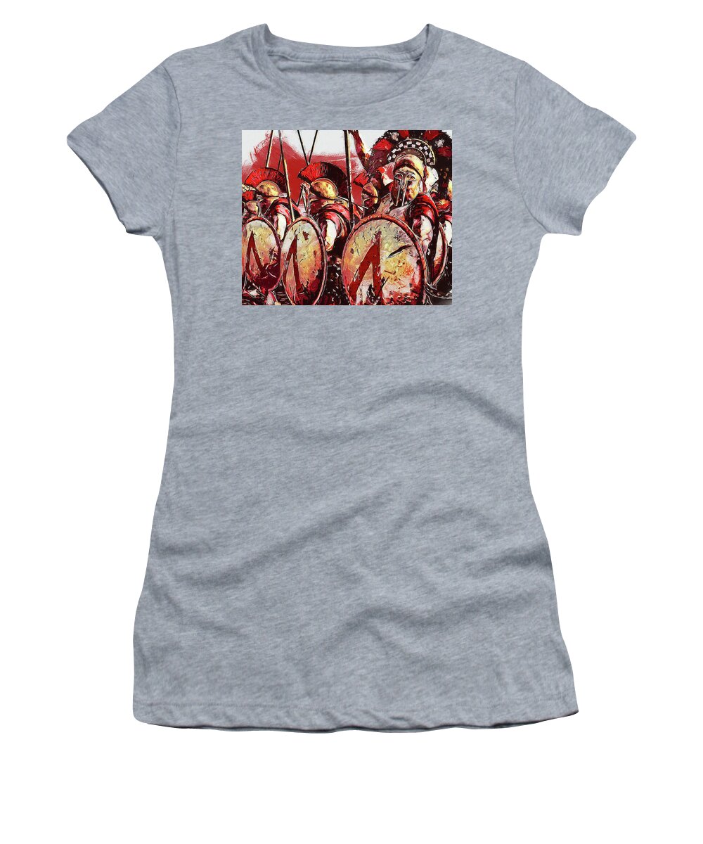 Spartan Women's T-Shirt featuring the painting Ancient Warriors, Spartiates - 14 by AM FineArtPrints