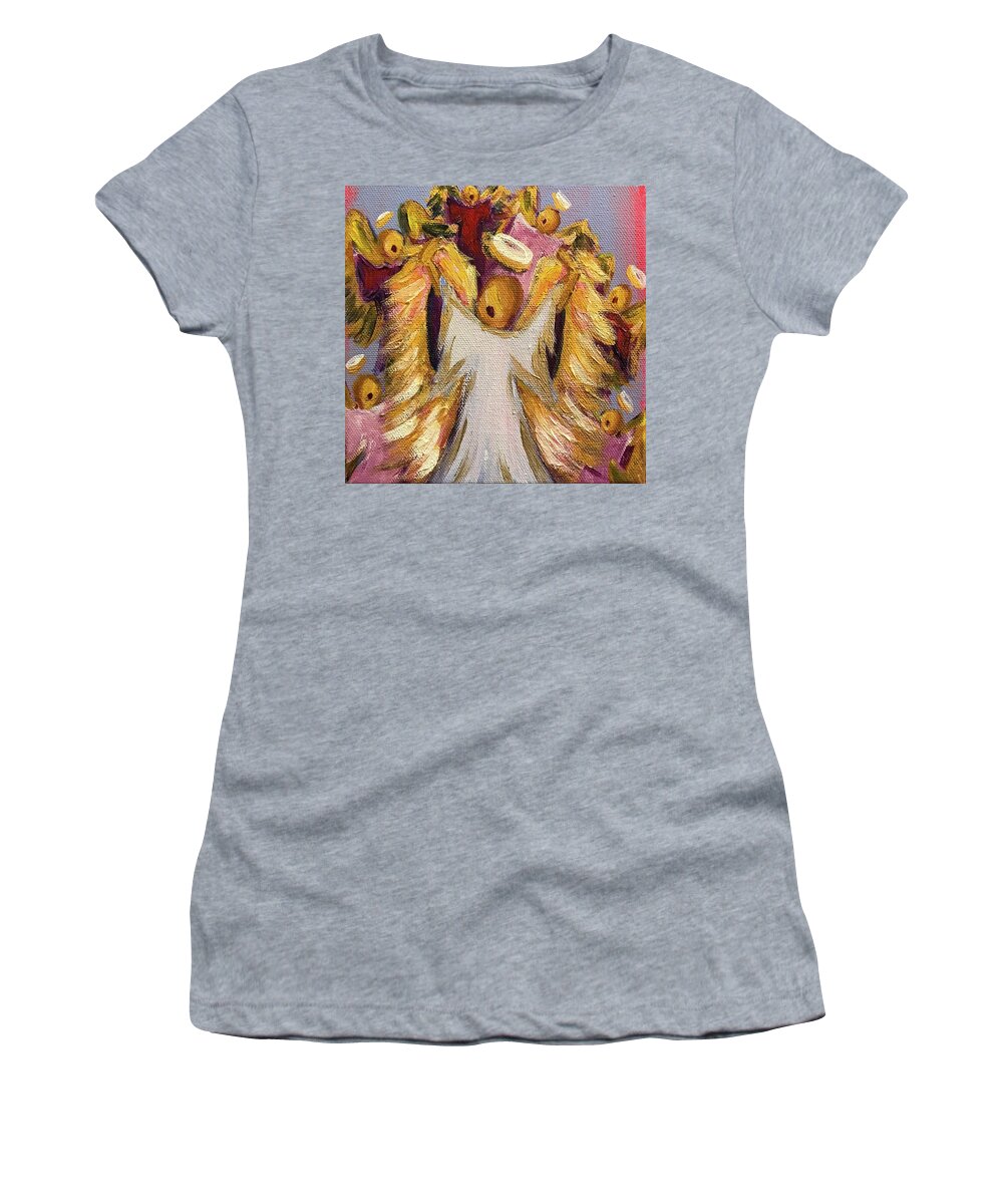 Painting Women's T-Shirt featuring the painting Angel Choir by Sherrell Rodgers