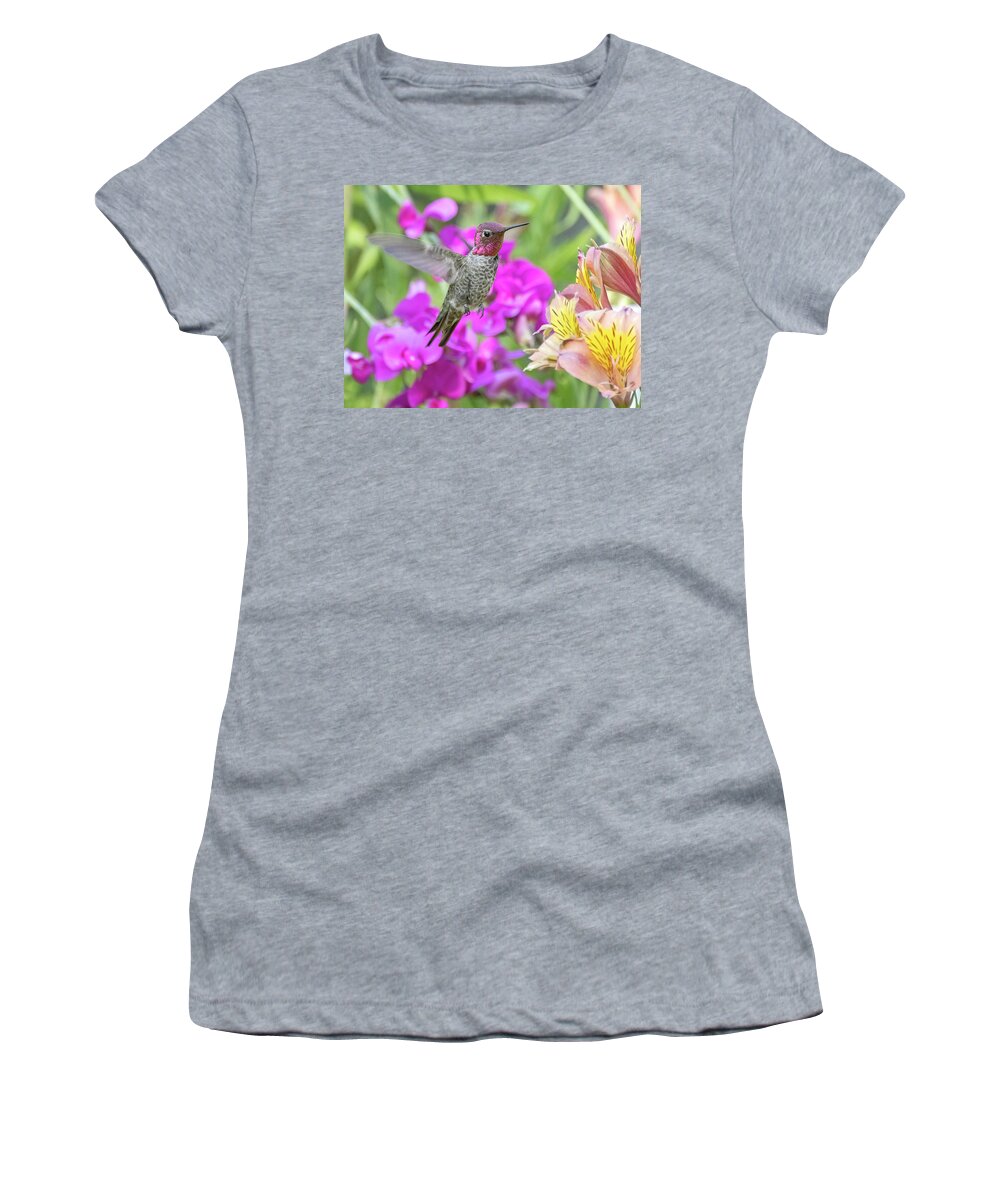  Women's T-Shirt featuring the photograph Anna's Hummingbird #5 by Carla Brennan