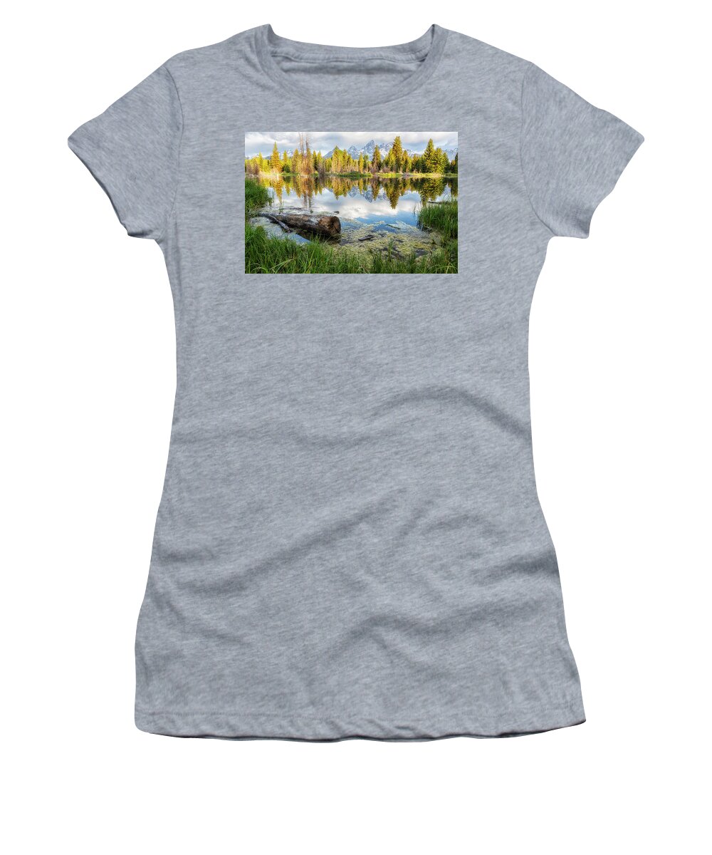 Grand Tetons Women's T-Shirt featuring the photograph Another View of the Tetons from the Schwabacher Landing by Belinda Greb