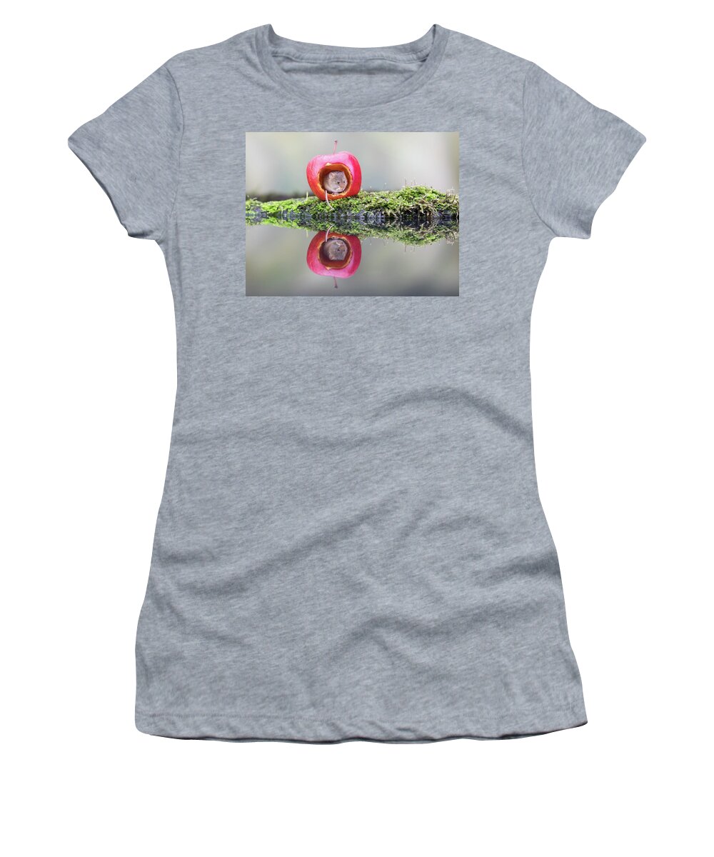 Cute Women's T-Shirt featuring the photograph Apple mouse by Erika Valkovicova