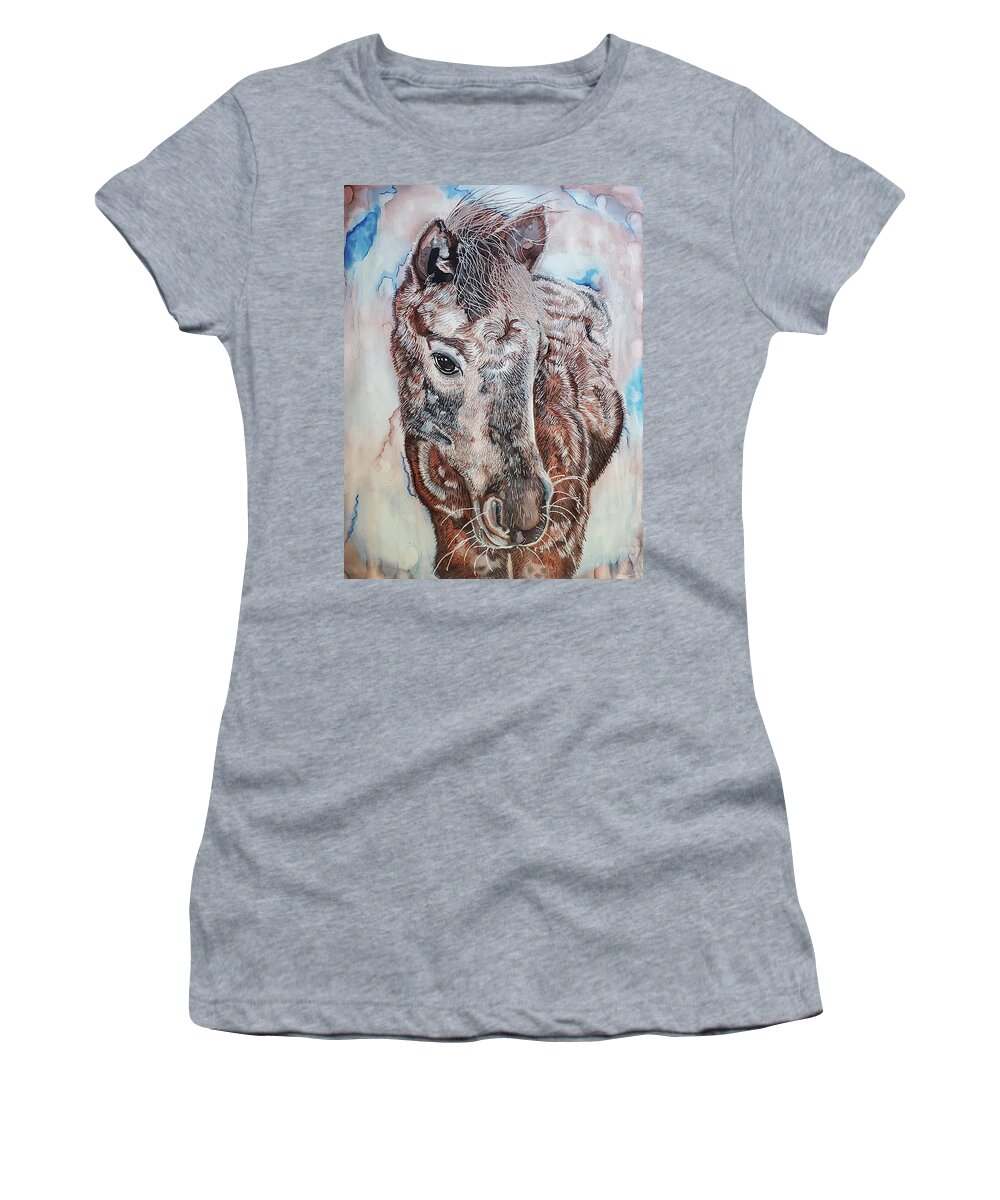 Pony Of The Americas Women's T-Shirt featuring the painting Apple Pony of the Americas by Equus Artisan